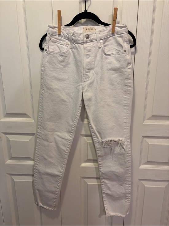We The Free Denim - Free People High-Rise White Distressed Women's Jeans - 27